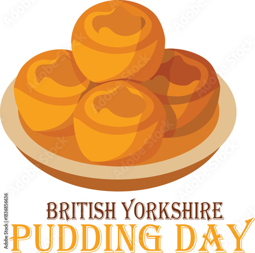Delicious golden yorkshire puddings on a plate for british yorkshire pudding day