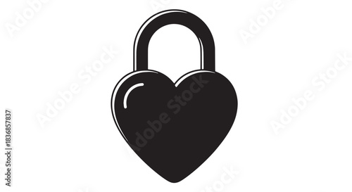 Minimal black heart with padlock icon symbolizing secure love and protection.
