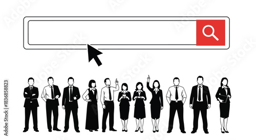 Business professionals searching online together