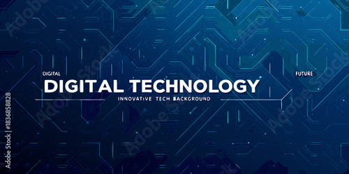 Futuristic digital technology background with circuit board pattern and lines
