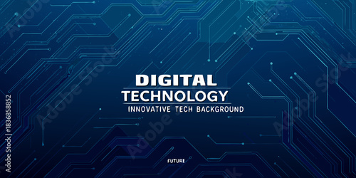 Abstract blue digital technology background with circuit board design