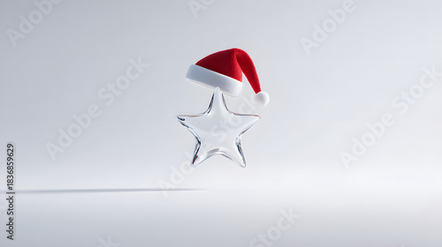Shining Star Ornament with Christmas Hat Festive Holiday Decoration