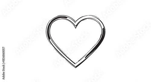 Shiny metal heart outline sculpture isolated on white background for graphic design.