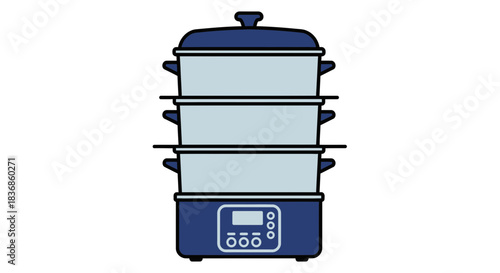 Modern electric food steamer with three tiers