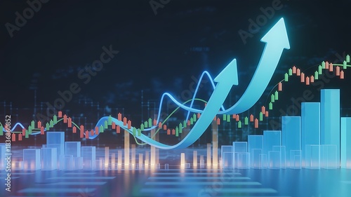 stock market graph on a red background