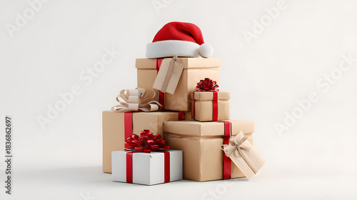 Stack of Beautifully Wrapped Gift Boxes with Festive Ribbons