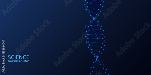 Abstract dna structure on dark blue background for science and technology