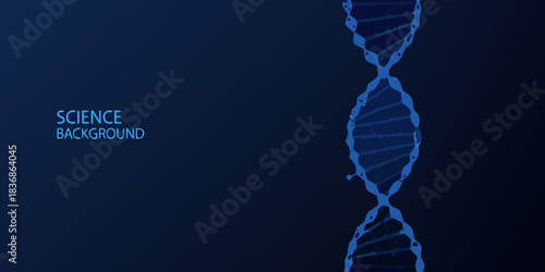 Abstract dna strand on dark blue background for science and technology