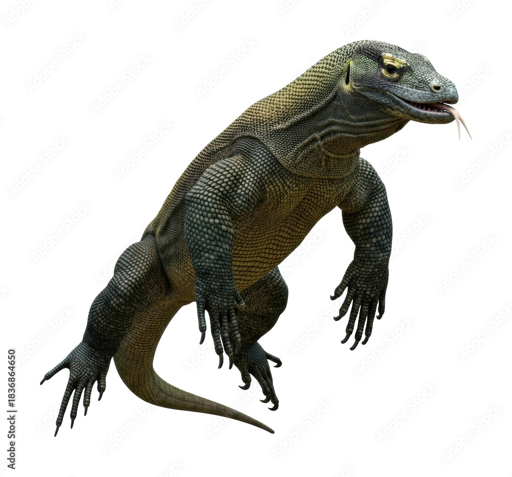 Obraz premium Komodo dragon in action nature reserve wildlife isolated on transparent background