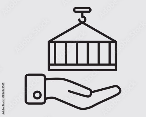 container shipping leasing service outline icon .cargo box rent to buy sign symbol isolated on background