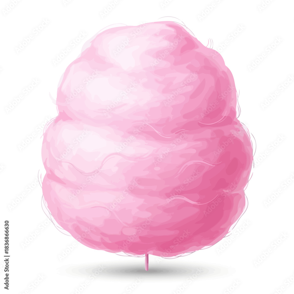 Fototapeta premium Minimalist Vector Illustration of Pink Cotton Candy in Organic Style for Confectionery and Festival Design