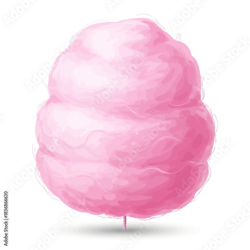 Minimalist Vector Illustration of Pink Cotton Candy in Organic Style for Confectionery and Festival Design
