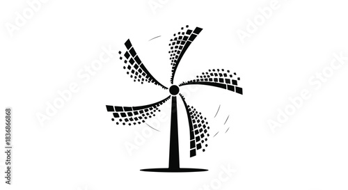 Abstract spinning windmill with a modern, minimalist design creating a sense of motion and energy.
