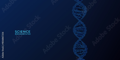 Abstract dna strand illustration on dark blue science background