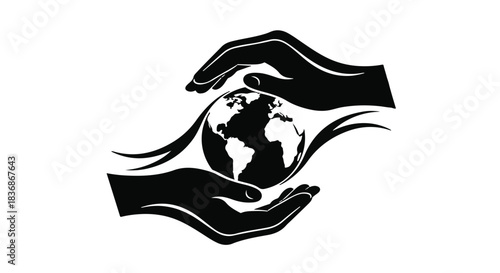Caring hands gently protect the planet, symbolizing global responsibility and environmental awareness.