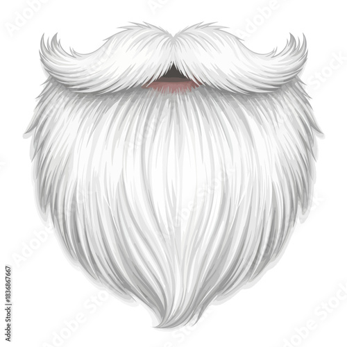 Vector Illustration of White Beard and Mustache in Modern Organic Style for Beard Care Branding