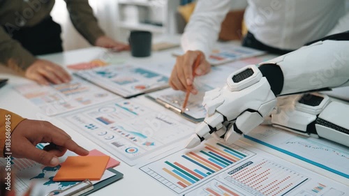 Business consultants working with AI-driven solutions to enhance corporate planning and data analysis. Noogenesis AI