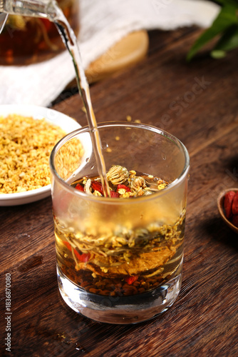 Traditional Chinese Herbal Tea with Chrysanthemum and Cassia Seeds