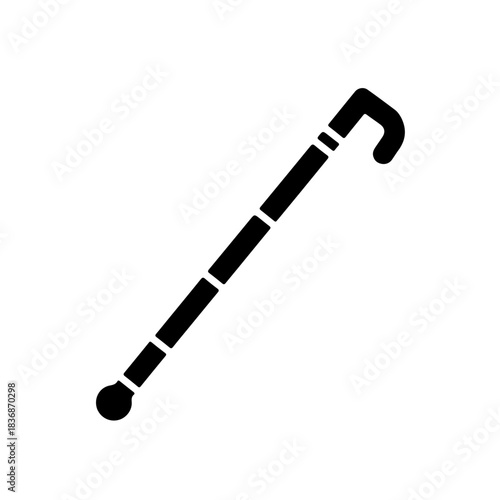 universal outline or solid illustration focusing on the White Cane, a universal symbol of blindness and visual impairment. Ideal for accessibility, safety, and awareness designs
