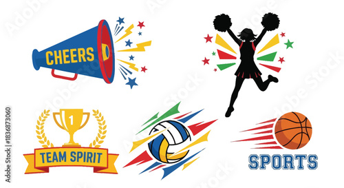 Vibrant sports icons for team spirit and athletic events