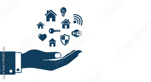 Businessman presenting home and protection concepts with hand