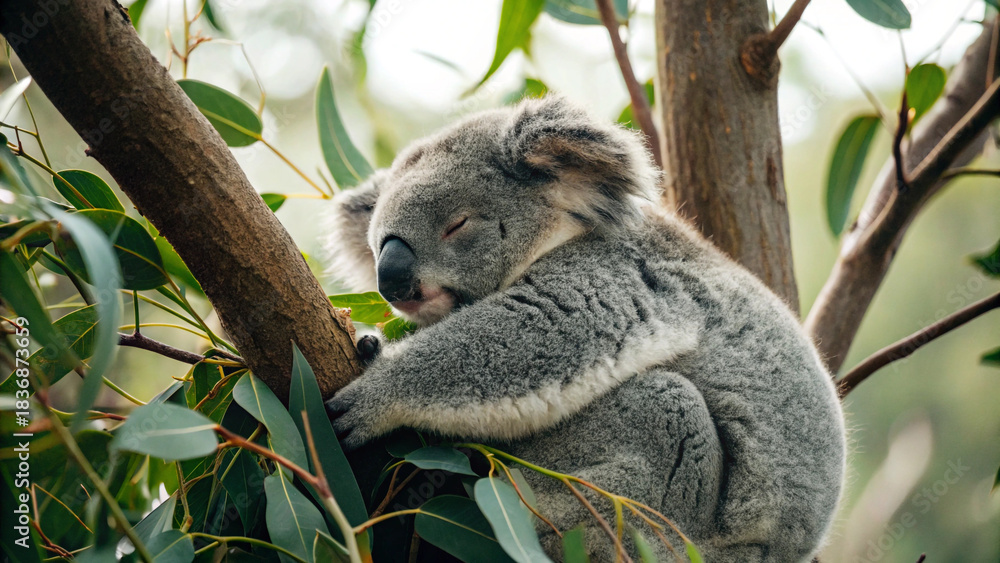 Obraz premium koala bear sleeping on tree