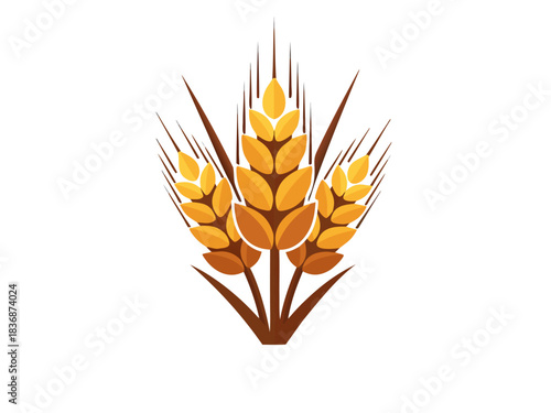 Vibrant Golden Wheat Stalks Vector Illustration Symbolizing Abundant Harvest and Natural Grains for Healthy Food Production and Sustainable Agriculture Design