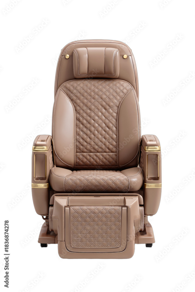 Naklejka premium Luxurious beige recliner with quilted upholstery and gold accents