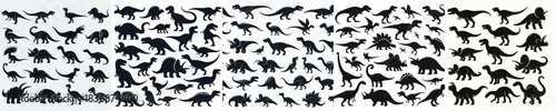 VECTOR COLLECTION OF DINOSAUR SILHOUETTE WHITE BACKGROUND