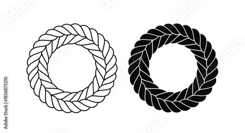 Modern rope circle designs in black and white