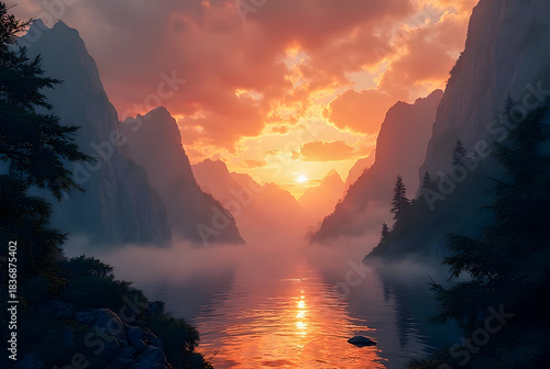 sunset in the mountains