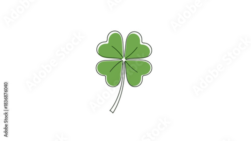 A vibrant green four-leaf clover symbol representing luck and good fortune against a clean white background