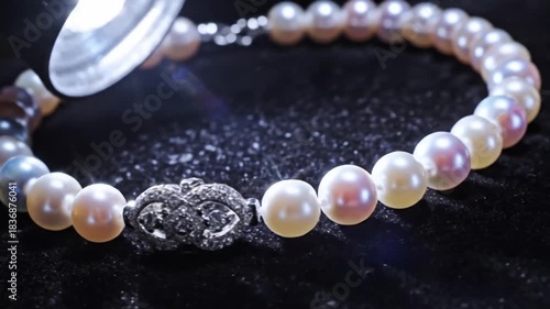 Wallpaper Mural A close-up, sparkling, and lustrous pearl bracelet with a stunning clasp, highlighting its natural beauty and elegance Torontodigital.ca