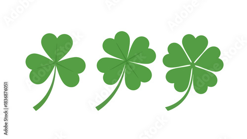 A vibrant green four-leaf clover, symbolizing luck and good fortune, isolated on a clean white background for a fresh, positive aesthetic