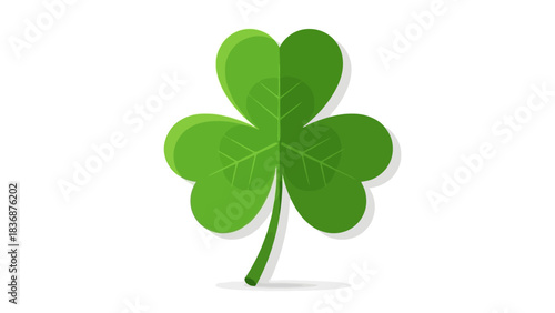 Clean line art illustration of a vibrant green three-leaf clover icon, a minimalist shamrock symbol representing luck, nature, and Irish heritage, ideal for digital design