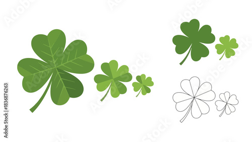 Lucky four-leaf clover icons for St