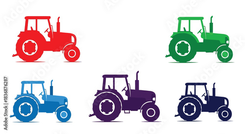 Tractors in different colors for various uses and settings