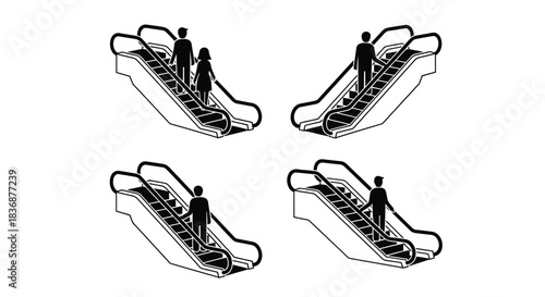 People riding escalators in different directions daily