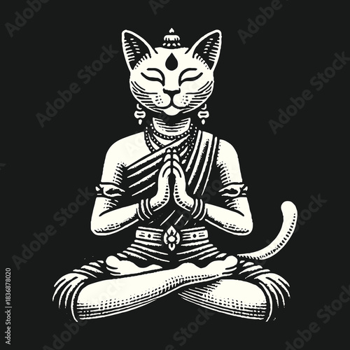Meditating Cat in Lotus Position: Spiritual Enlightenment.