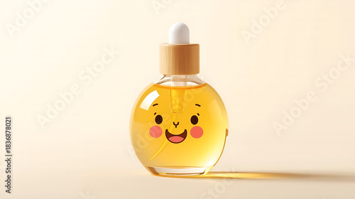 Smiling Potion Bottle with Sparkles and Cork Top  