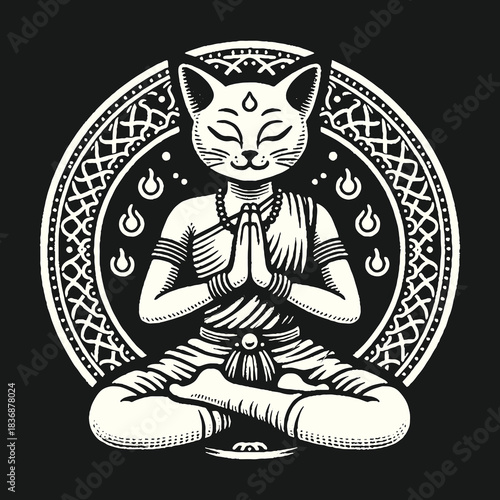 Meditating Cat in Lotus Position: Serene Spiritual Harmony.