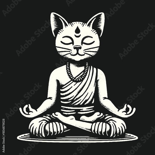 Meditating Cat in Lotus Pose: Serene and Focused.