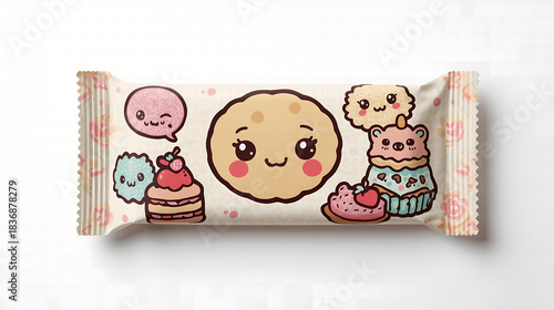 Colorful Candy Package with Animal and Food Faces – Whimsical Japanese-Inspired Design