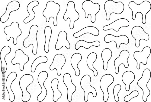 Black organic blob shapes on white background abstract pattern vector