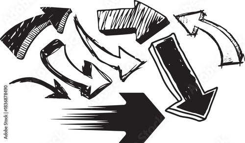 Hand Drawn Sketch Arrows Set – Doodle Arrow Collection for Design and Illustration