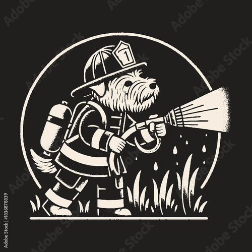 Brave Firefighter Dog Heroic Rescue Operation Saving Lives.