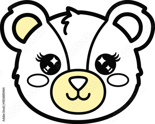 Cute colorful teddy bear with sparkling eyes on a white background