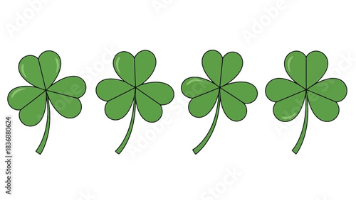 Four Leaf Clover Collection on White Background - Symbol of Luck and St