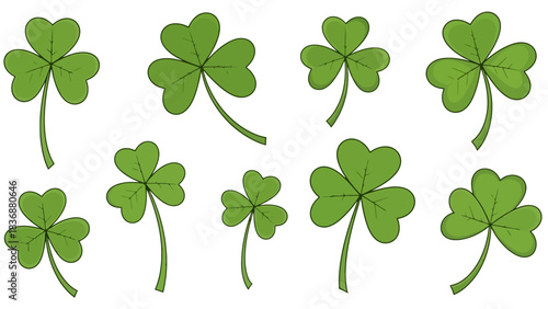 Collection of Lucky Clover Leaves - Symbol of Good Fortune and Irish Heritage