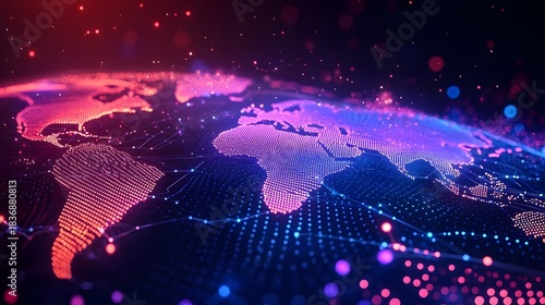 Glowing global network connection and data visualization